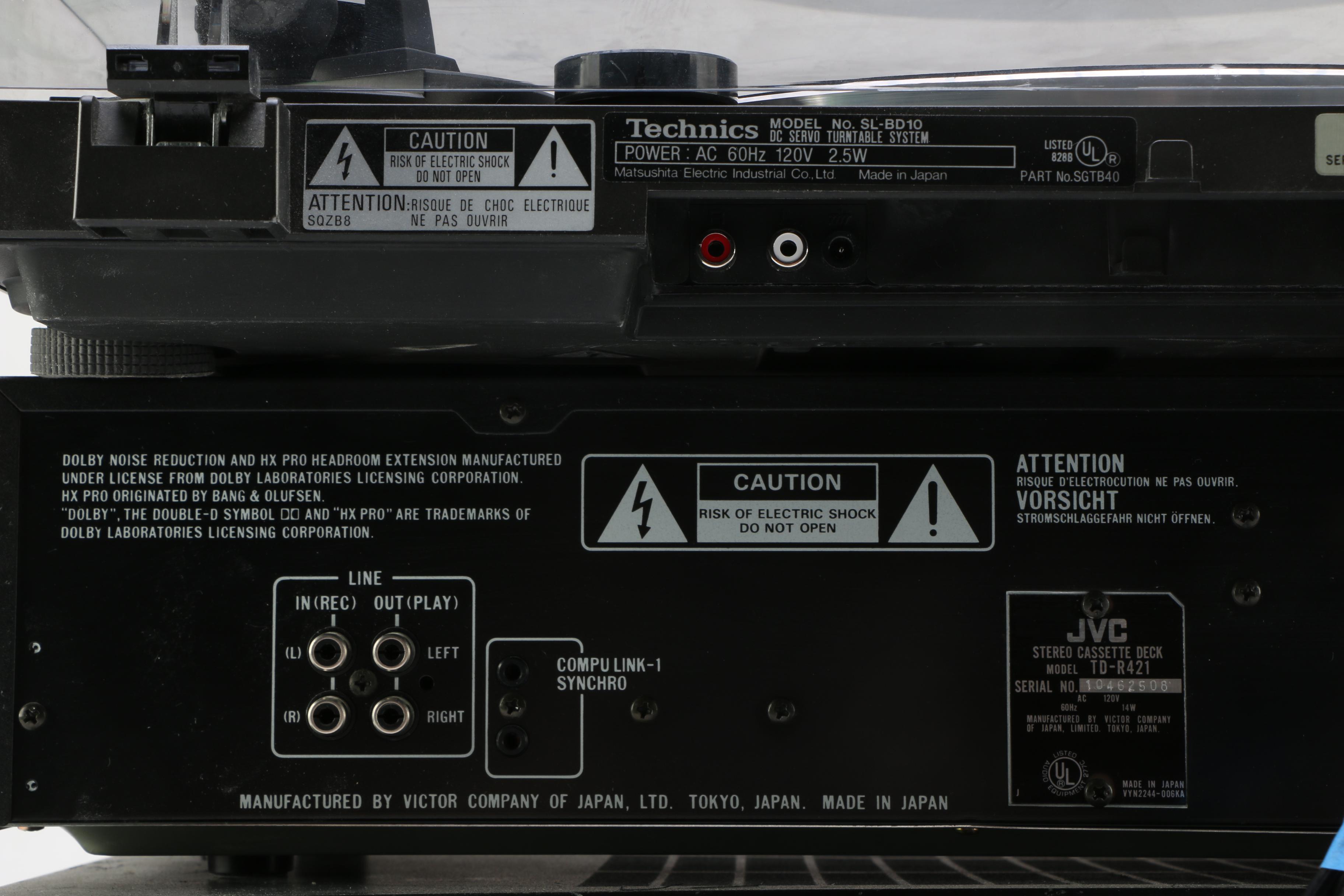 Turntable, Receiver, Cassette Player and Classical Theme LPs