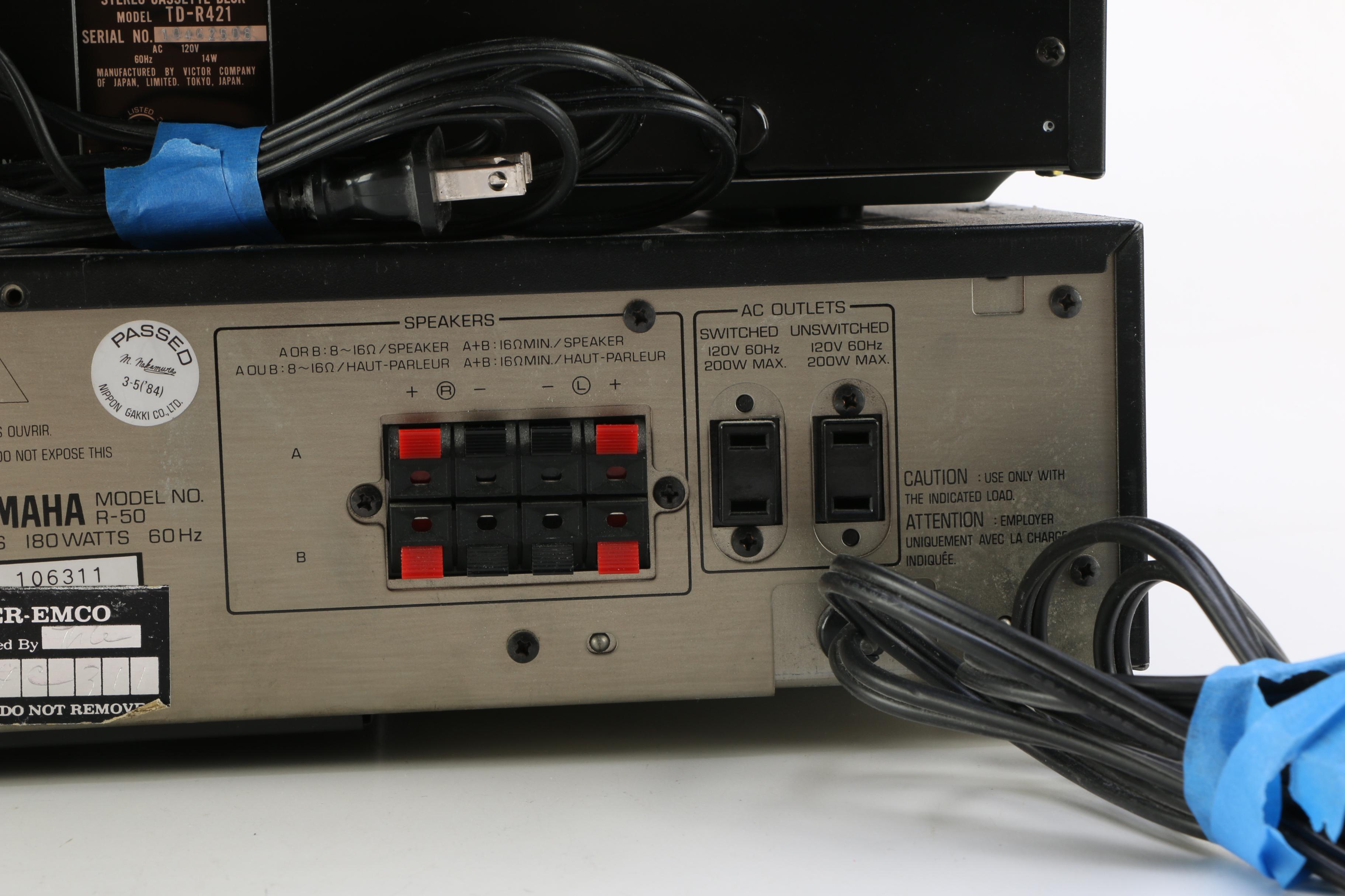 Turntable, Receiver, Cassette Player and Classical Theme LPs