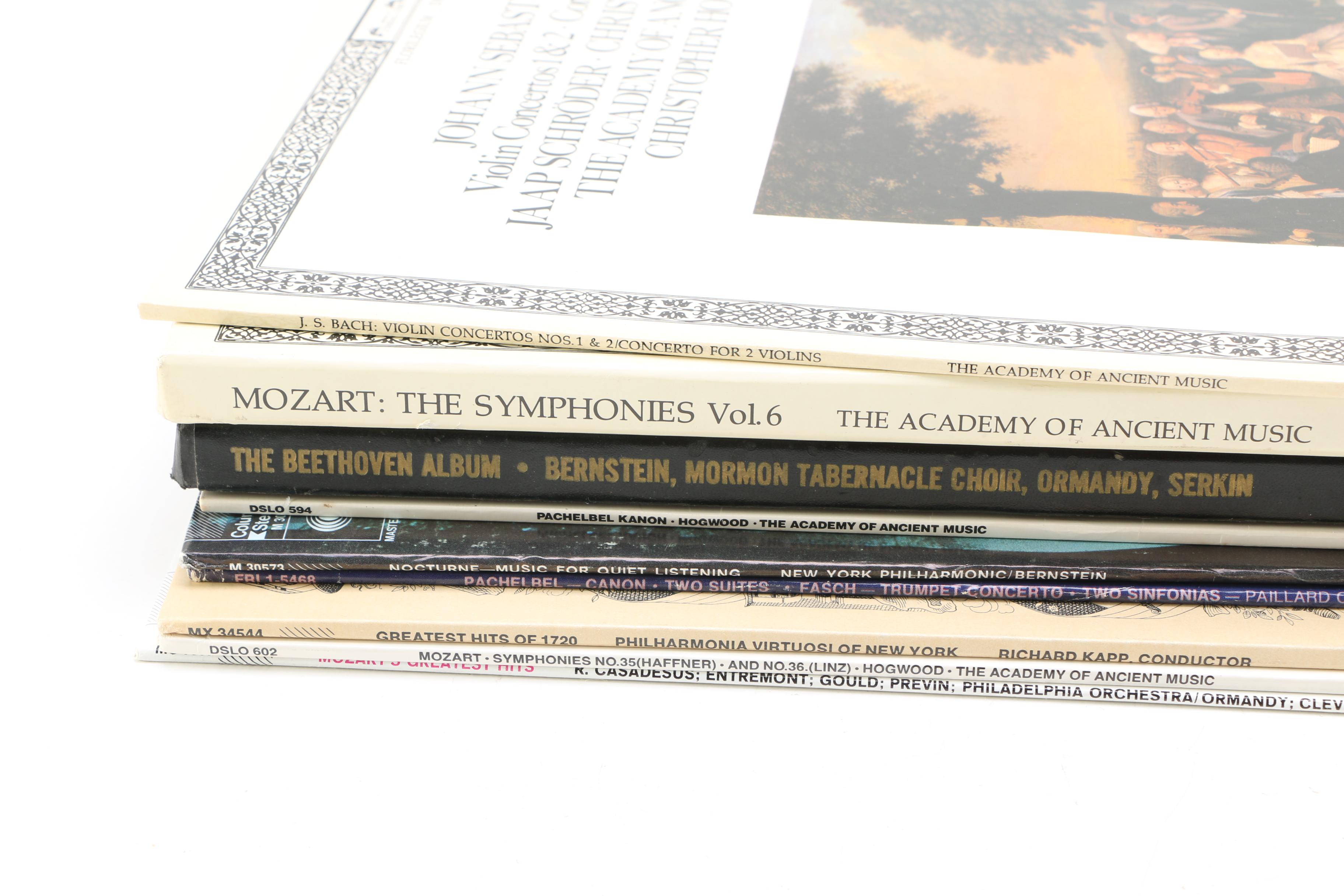 Turntable, Receiver, Cassette Player and Classical Theme LPs