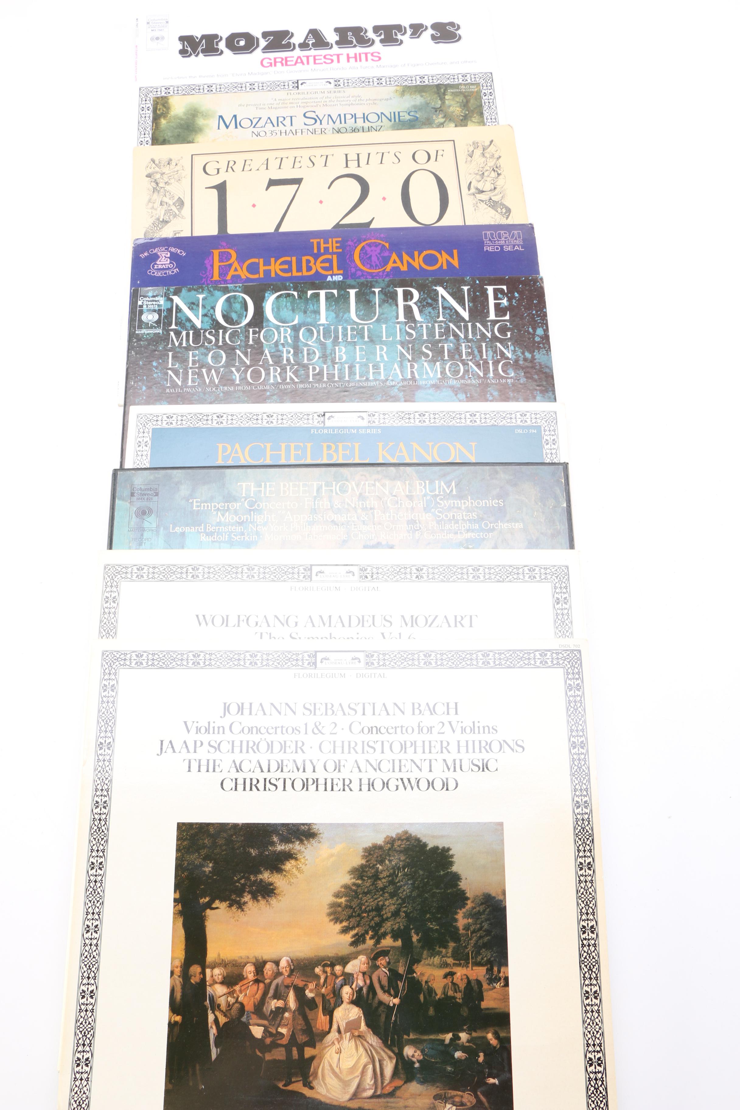 Turntable, Receiver, Cassette Player and Classical Theme LPs