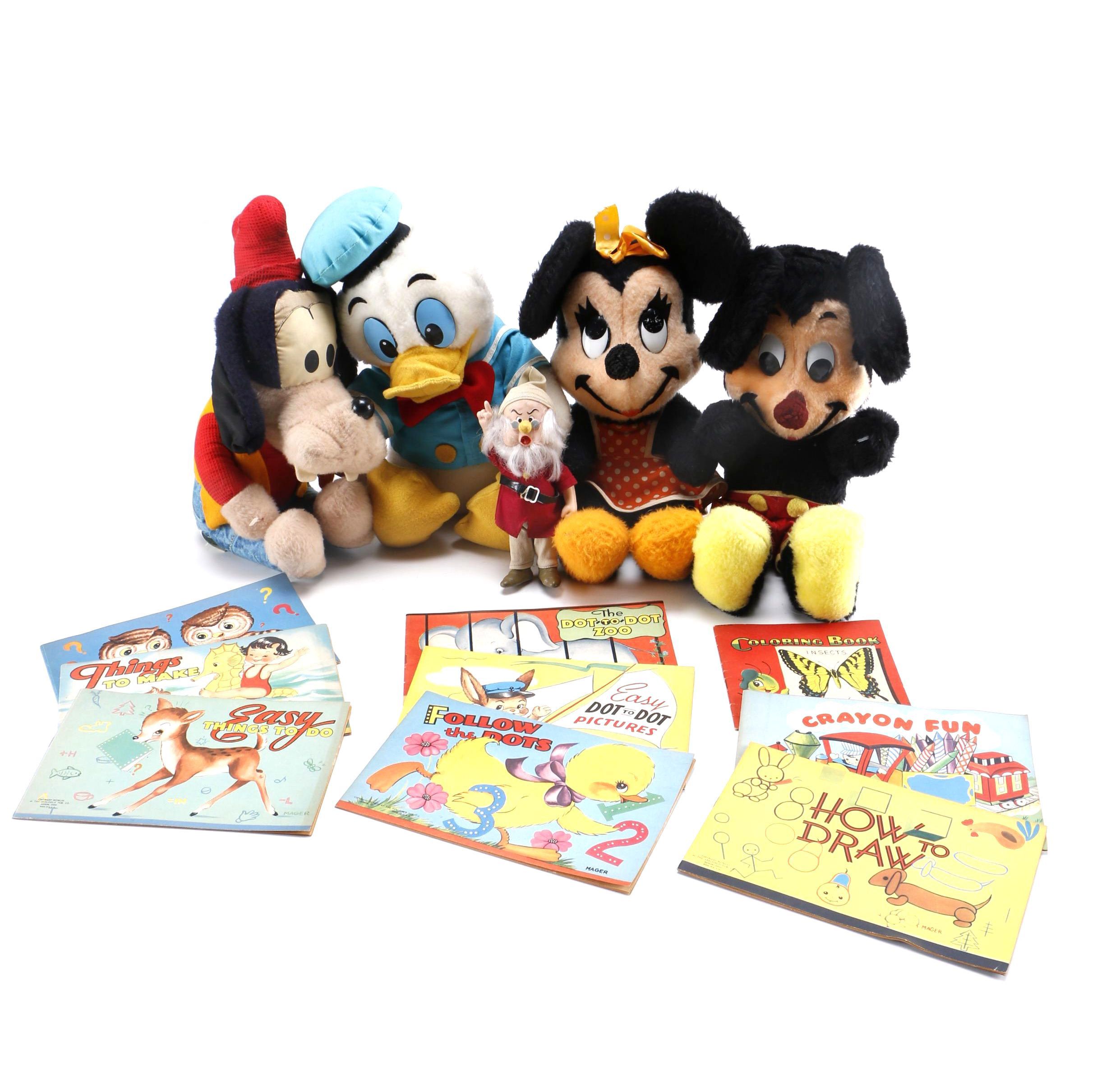 Vintage Coloring Books and Disney Plush