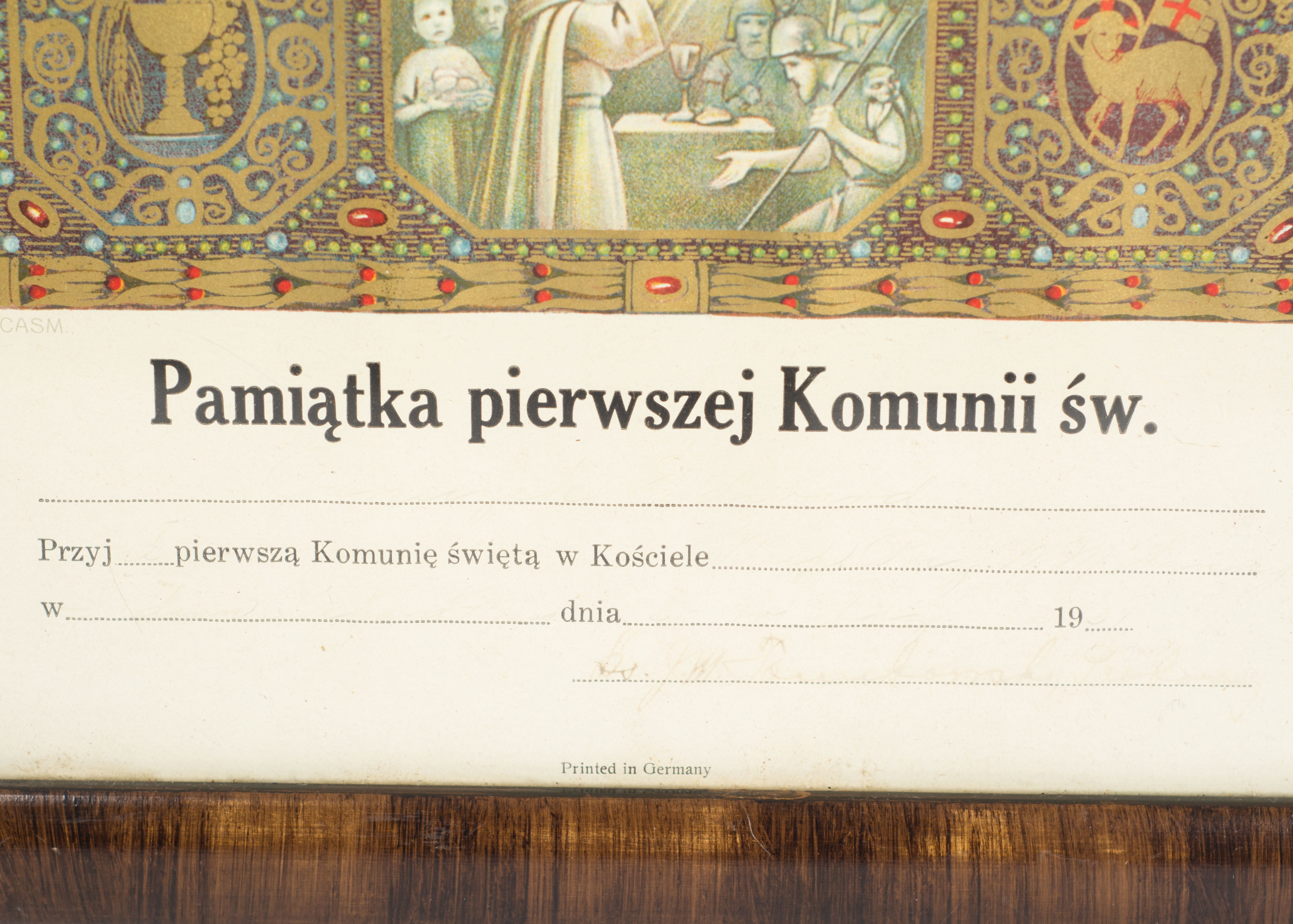 Vintage Polish First Communion Certificate