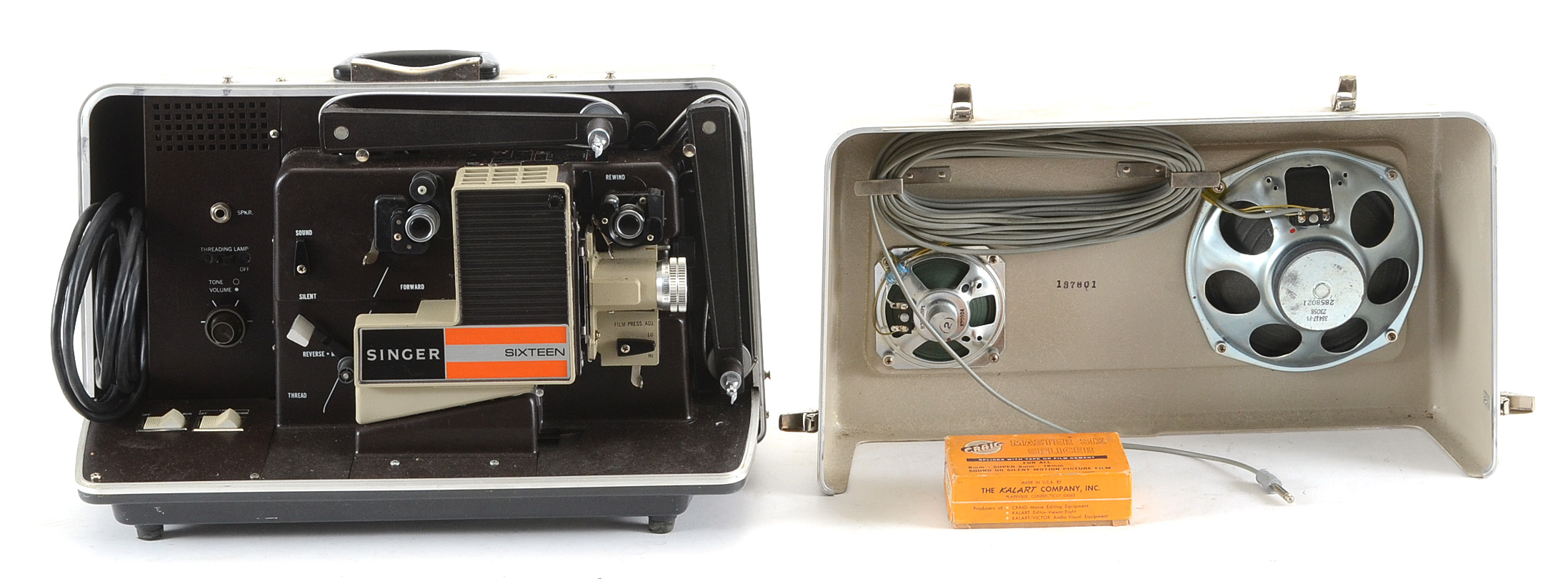 Vintage Singer Sixteen Projector, Built-in Speakers and Splicer