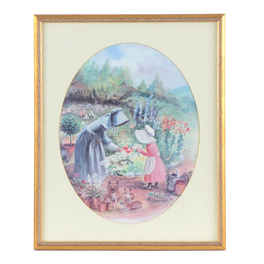 Offset Lithographic Reproduction after Tasha Tudor "A Brighter Garden"