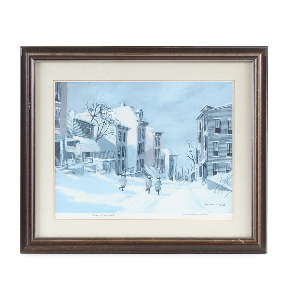 Robert Fabe Signed Offset Lithograph "Quiet Street"