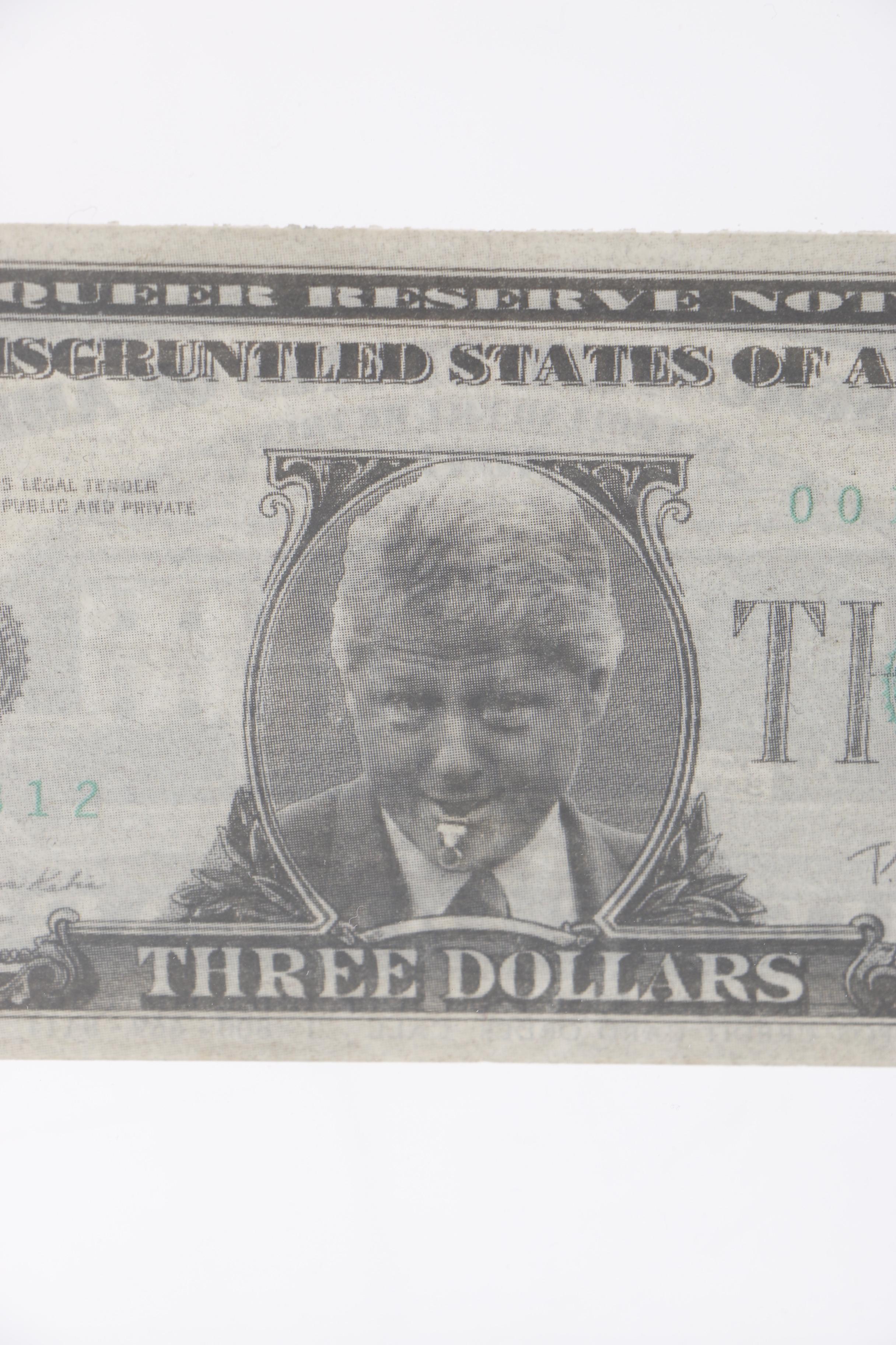 1993 Novelty Bill Clinton $3 Bill