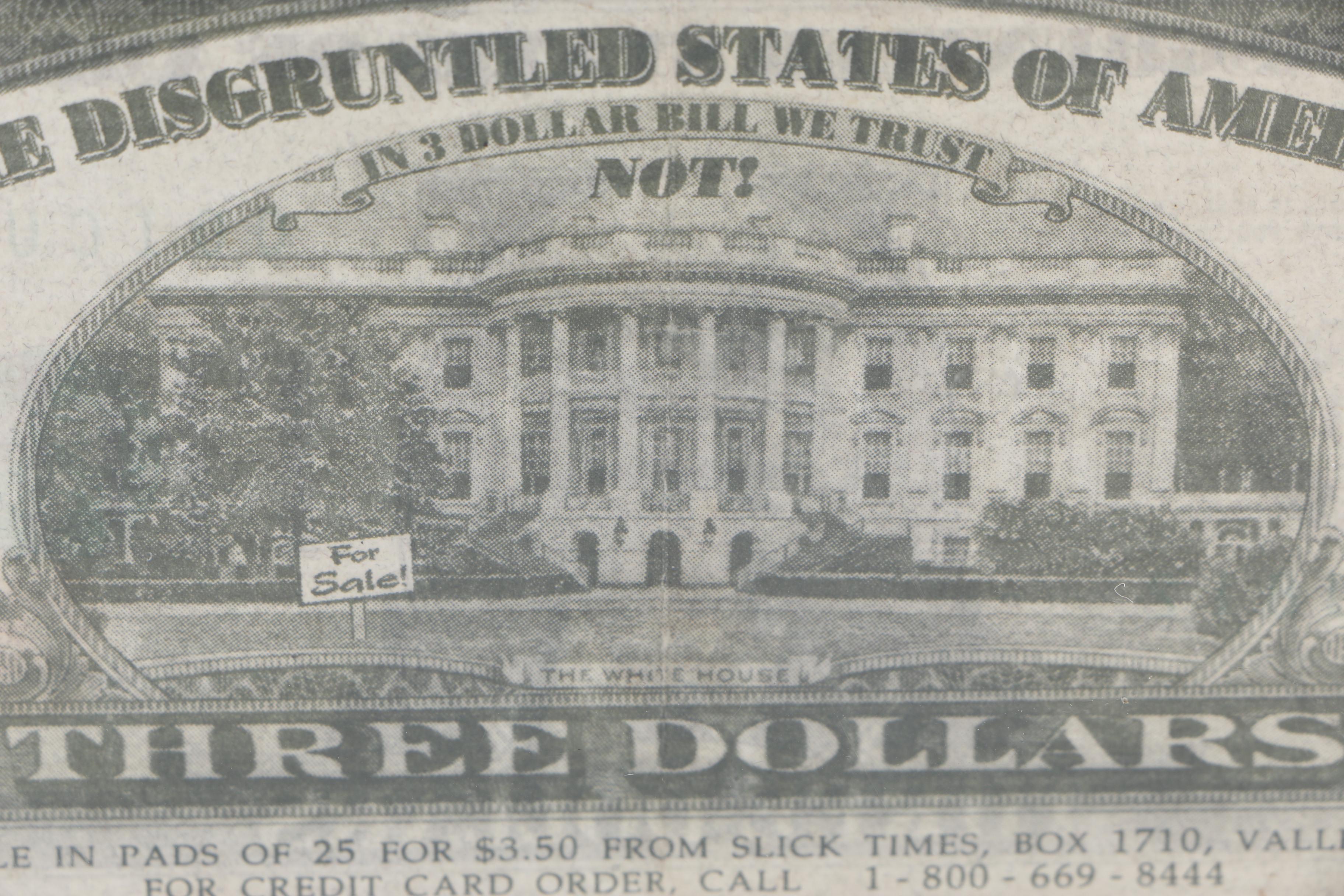 1993 Novelty Bill Clinton $3 Bill