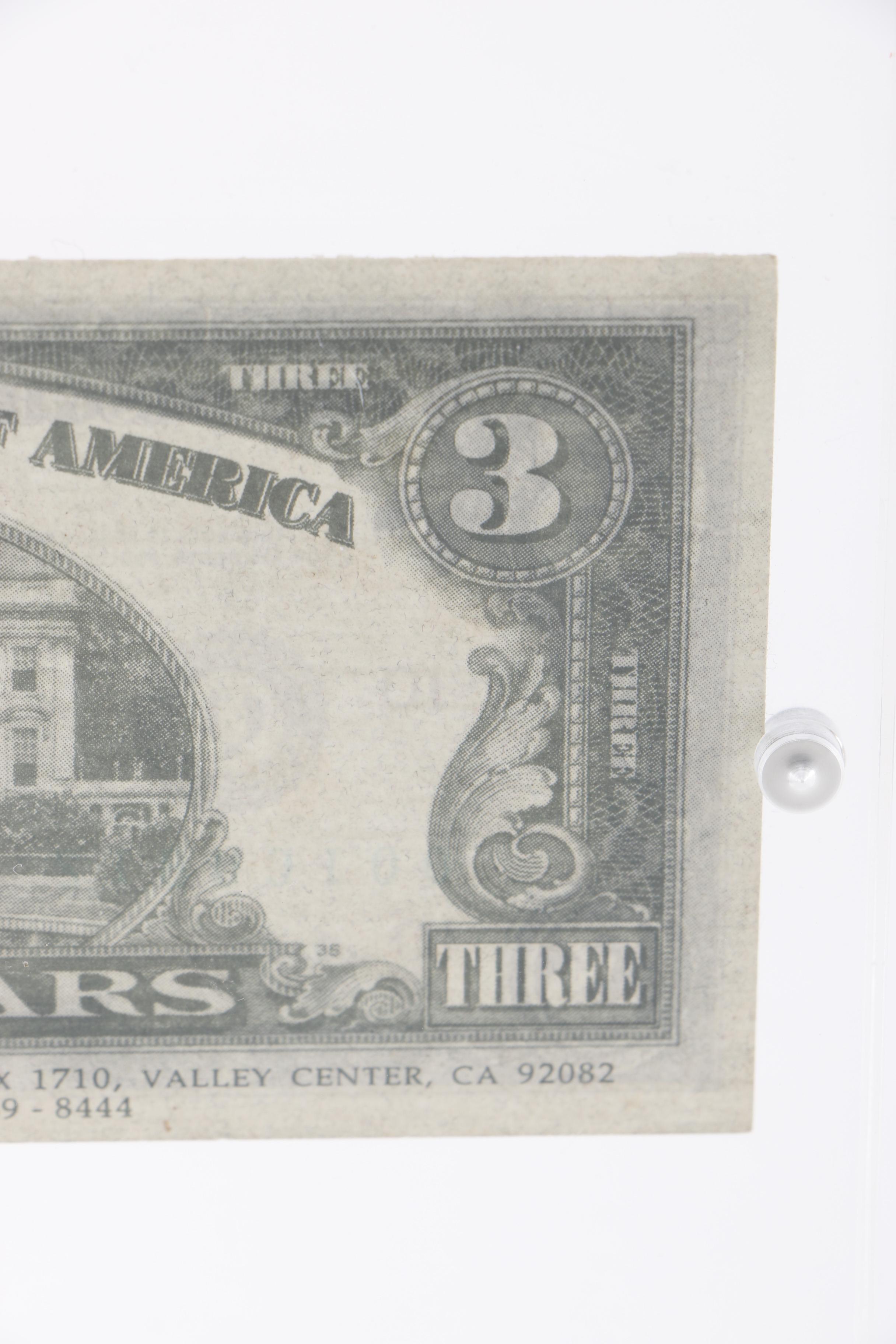 1993 Novelty Bill Clinton $3 Bill