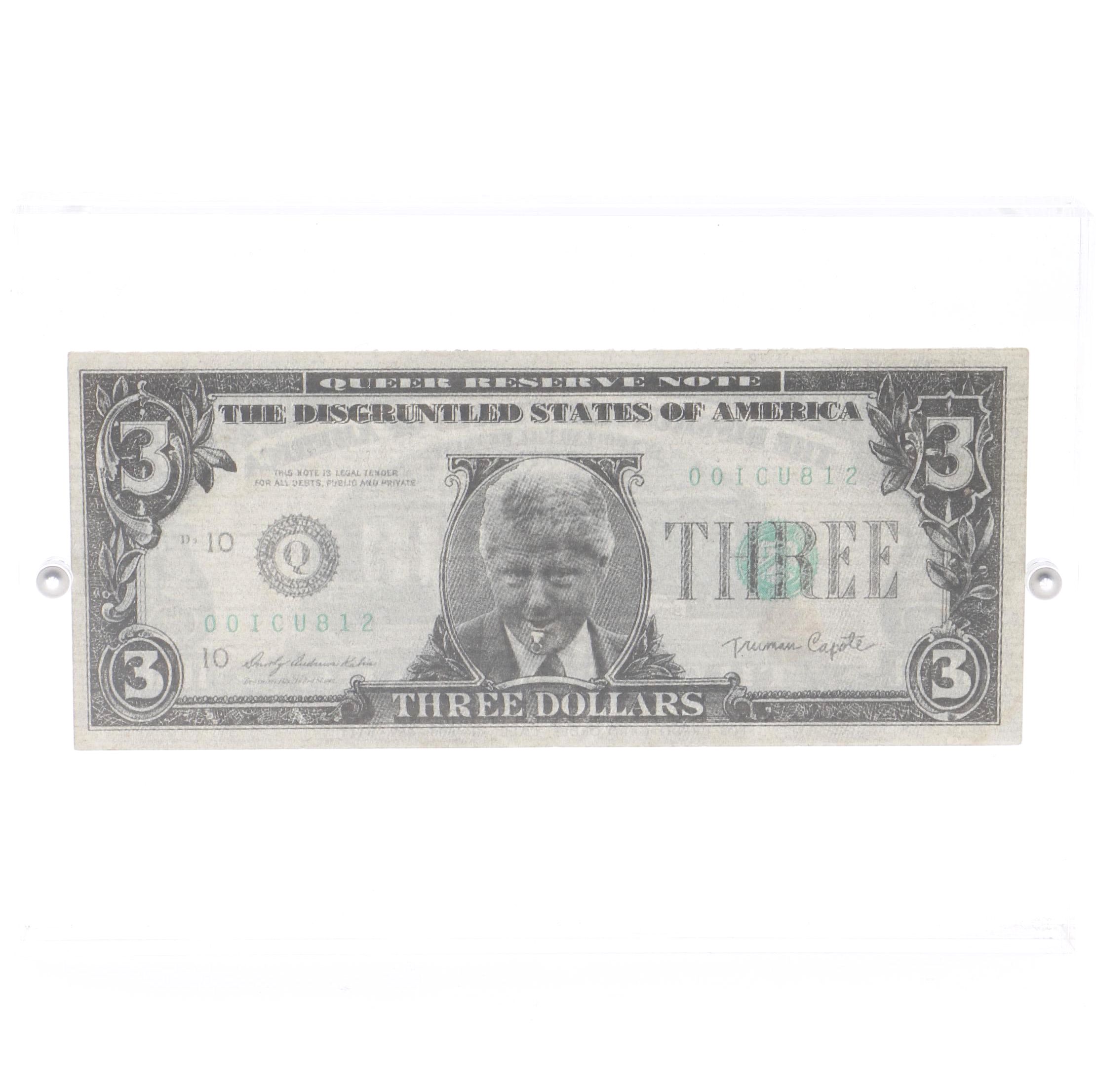 1993 Novelty Bill Clinton $3 Bill
