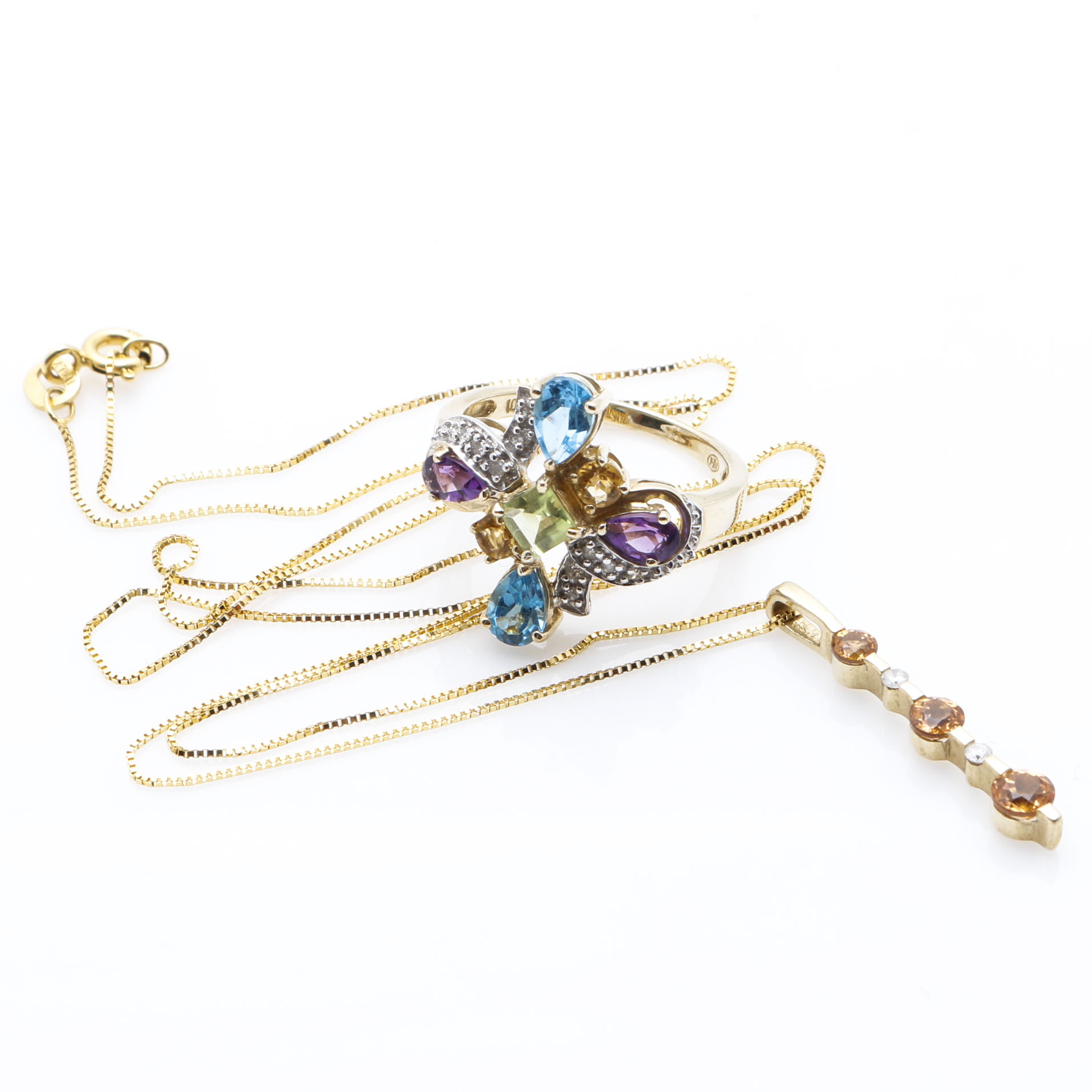 10K Yellow Gold and Gemstone Jewelry Assortment