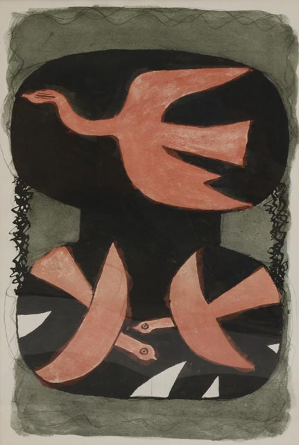 Vintage Georges Braque Offset Lithograph Poster "Three Birds"