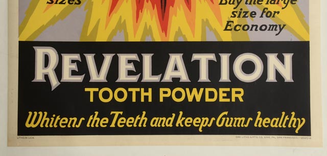 Original 1920s Color Lithographic Advertising Poster for Drucker's Revelation for Teeth and Gums