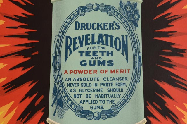 Original 1920s Color Lithographic Advertising Poster for Drucker's Revelation for Teeth and Gums