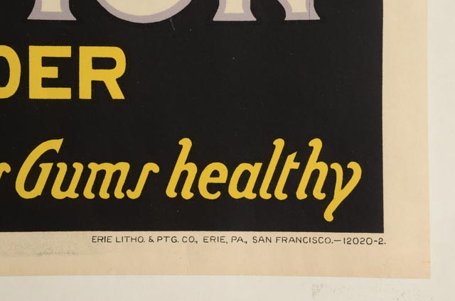 Original 1920s Color Lithographic Advertising Poster for Drucker's Revelation for Teeth and Gums