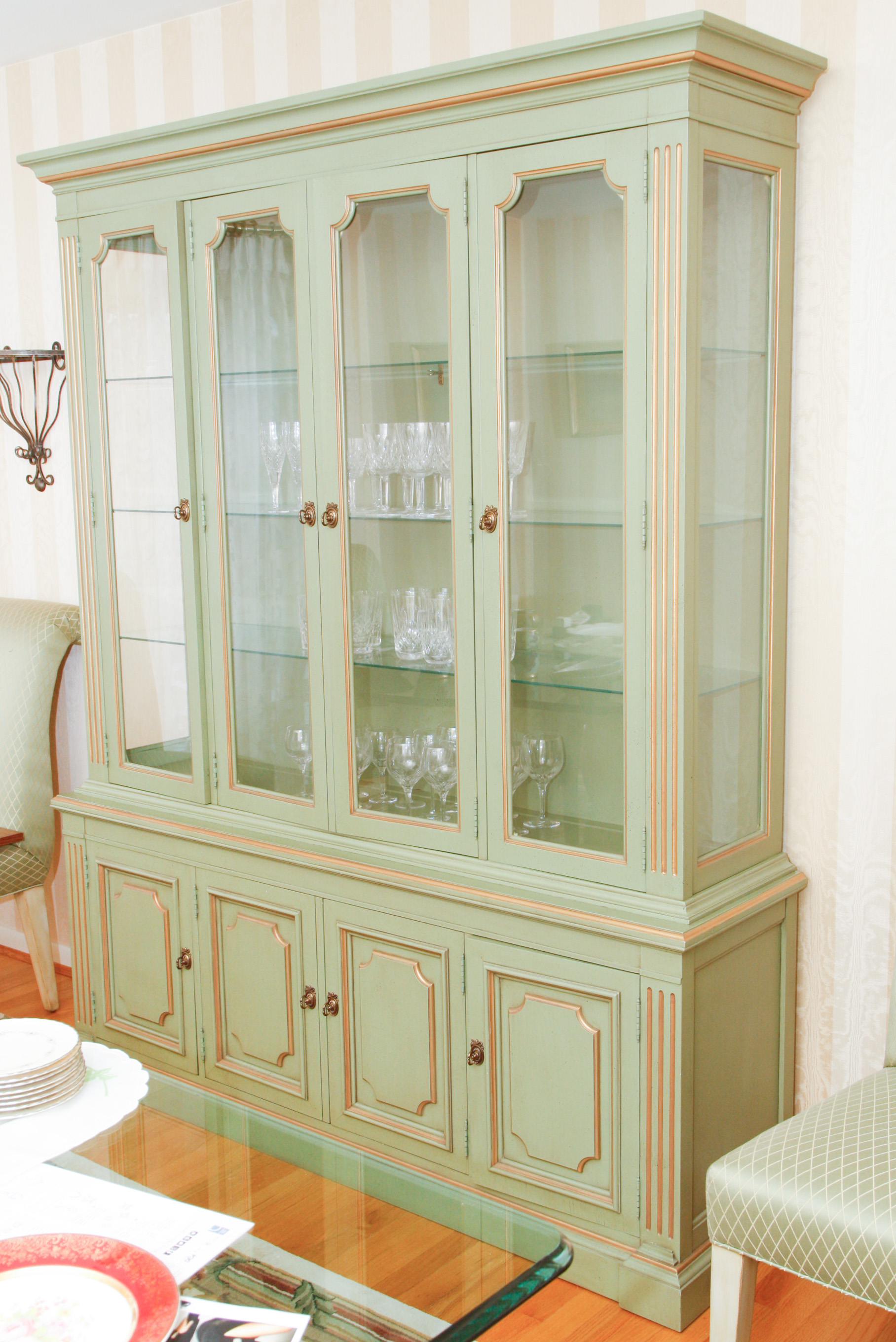 Painted Glass Front China Cabinet