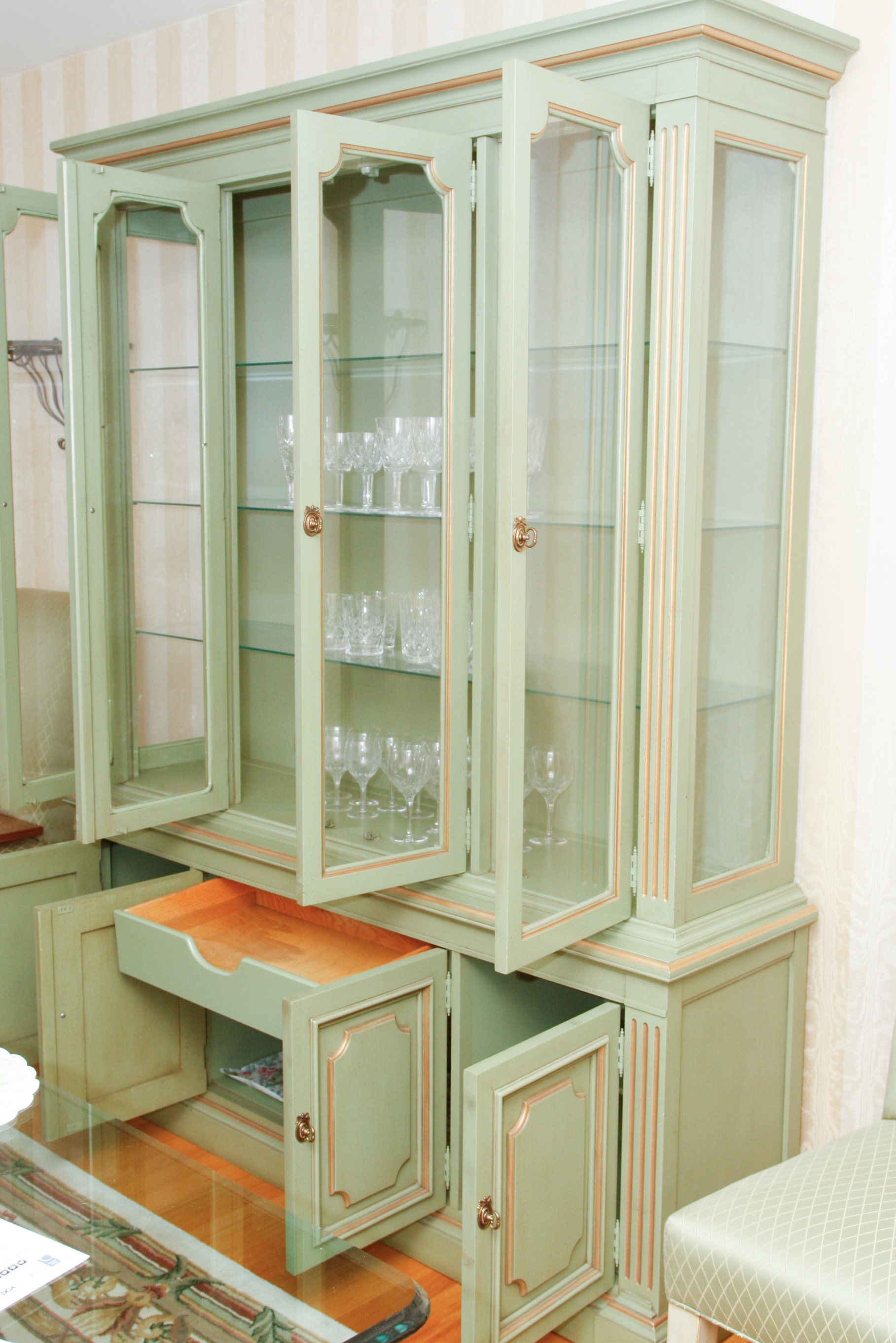 Painted Glass Front China Cabinet