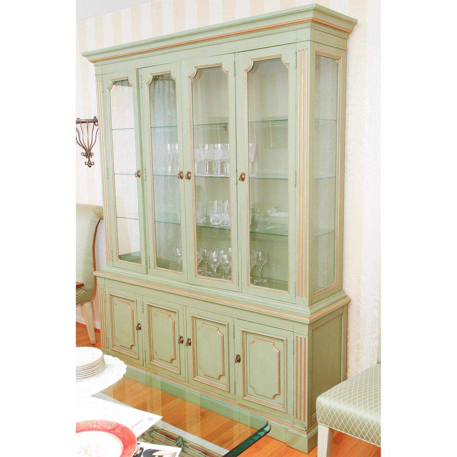 Painted Glass Front China Cabinet