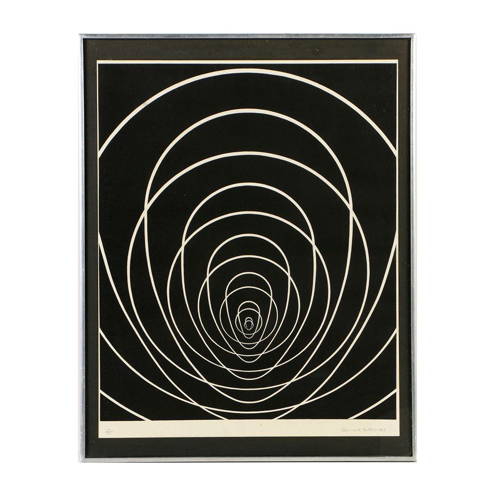 Clarence Carter Limited Edition Serigraph on Paper "Concentric Space - White"