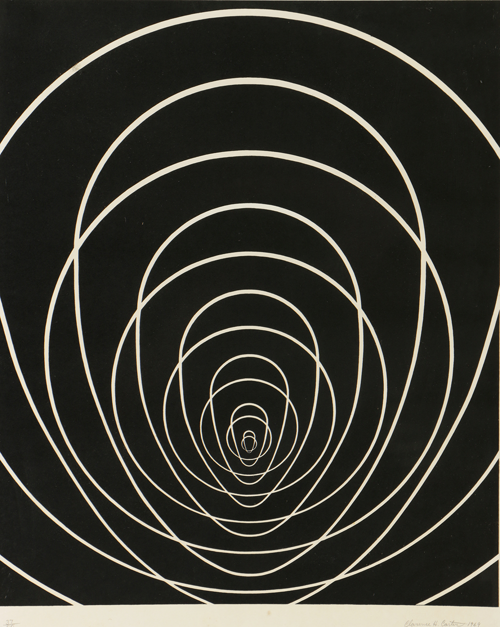 Clarence Carter Limited Edition Serigraph on Paper "Concentric Space - White"