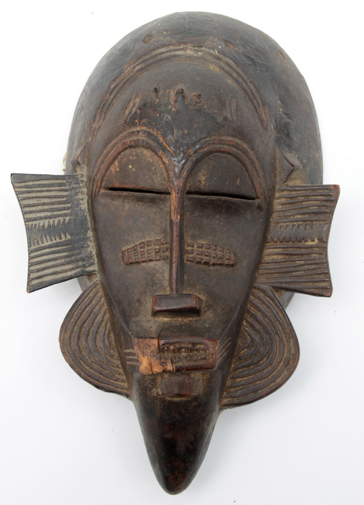 Antique African Ivory Coast Carved Wooden "Kpelle" Mask