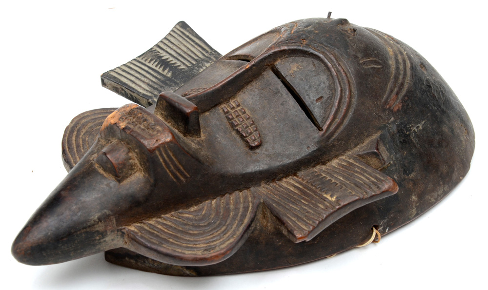 Antique African Ivory Coast Carved Wooden "Kpelle" Mask