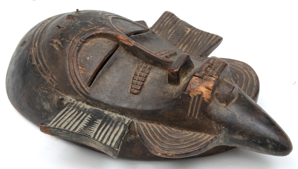 Antique African Ivory Coast Carved Wooden "Kpelle" Mask