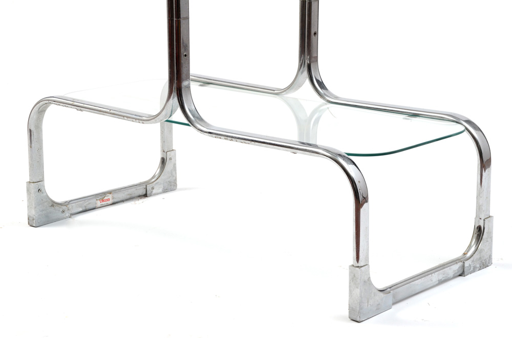 Tricom Italian Modern Chromed Steel and Glass Shelving Unit