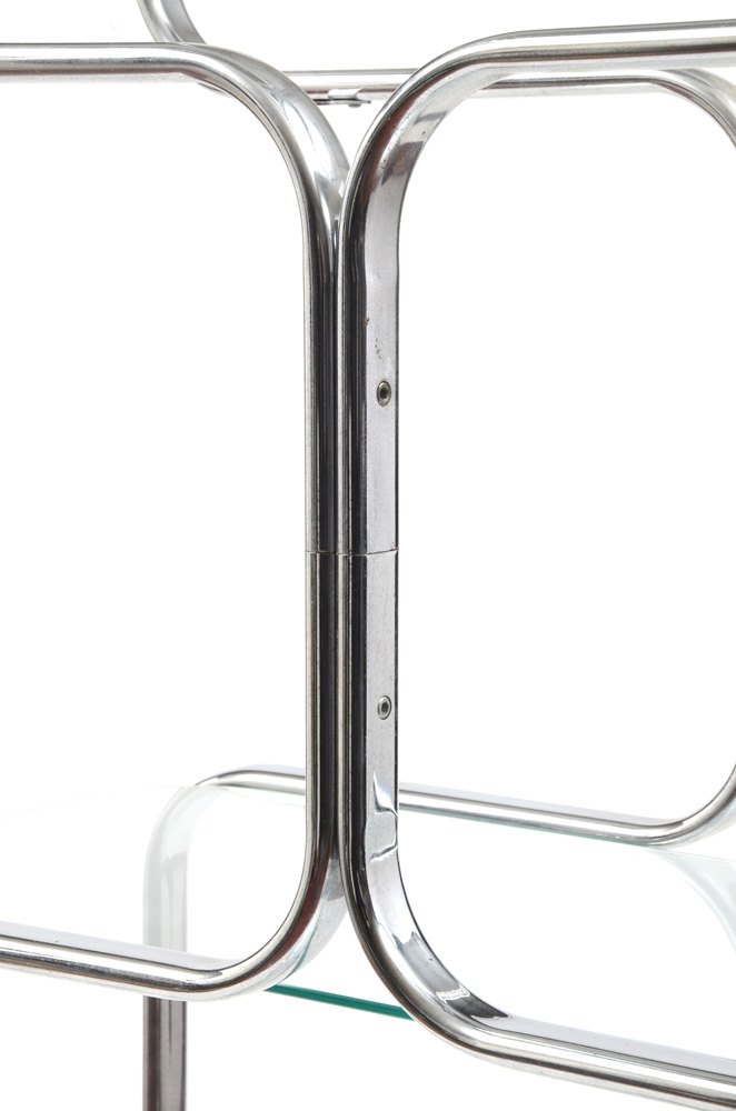 Tricom Italian Modern Chromed Steel and Glass Shelving Unit