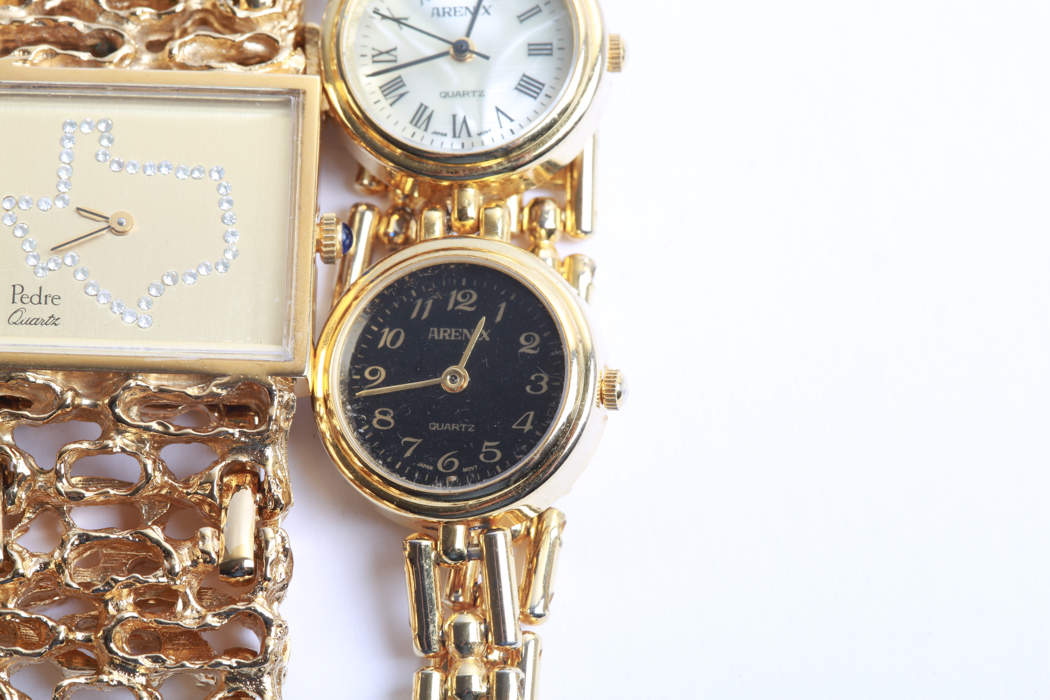 Three Gold Tone Watches