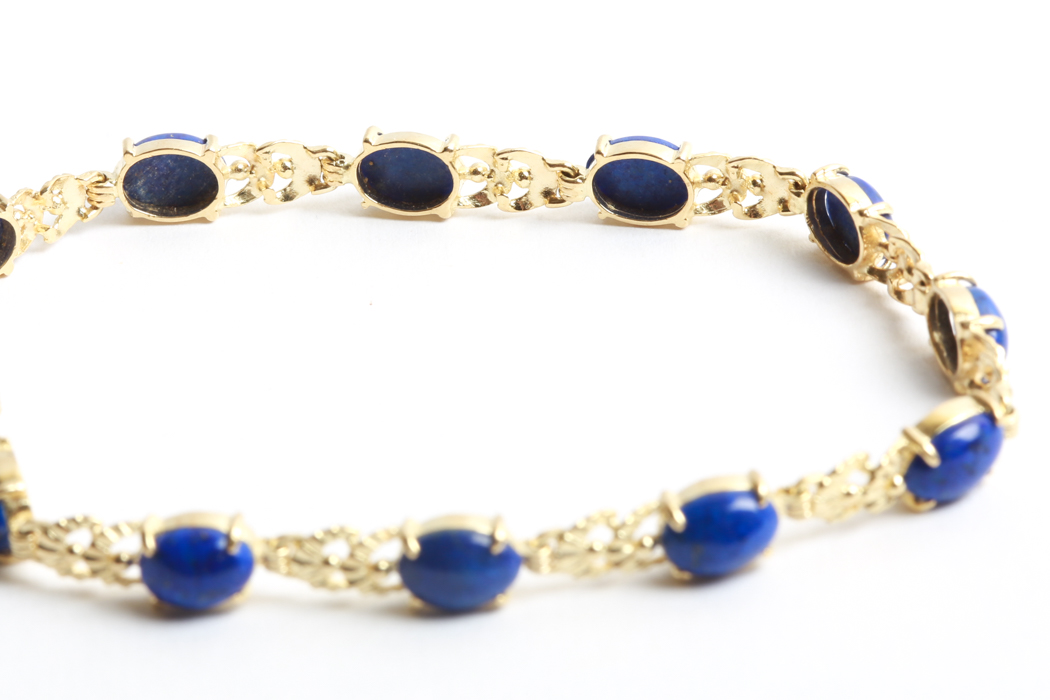 14K Gold Bracelet with Blue Stones