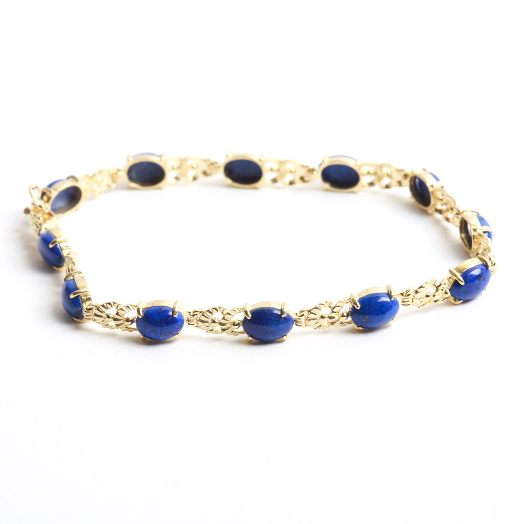 14K Gold Bracelet with Blue Stones