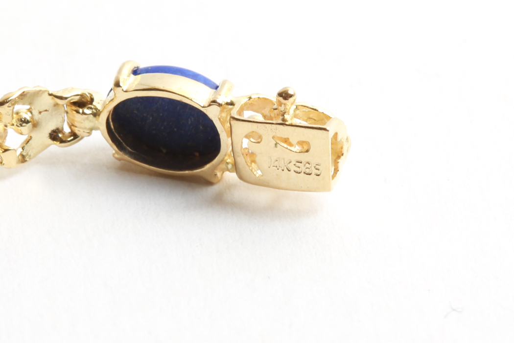 14K Gold Bracelet with Blue Stones