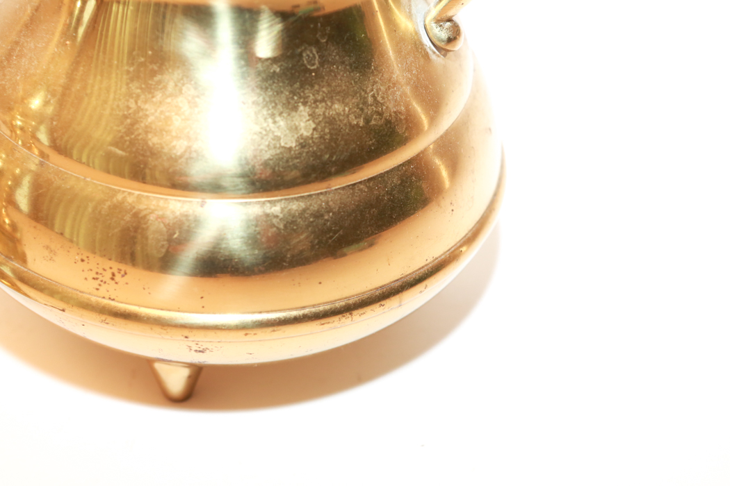 Vintage Brass Honey Pot and Brass Candlesticks