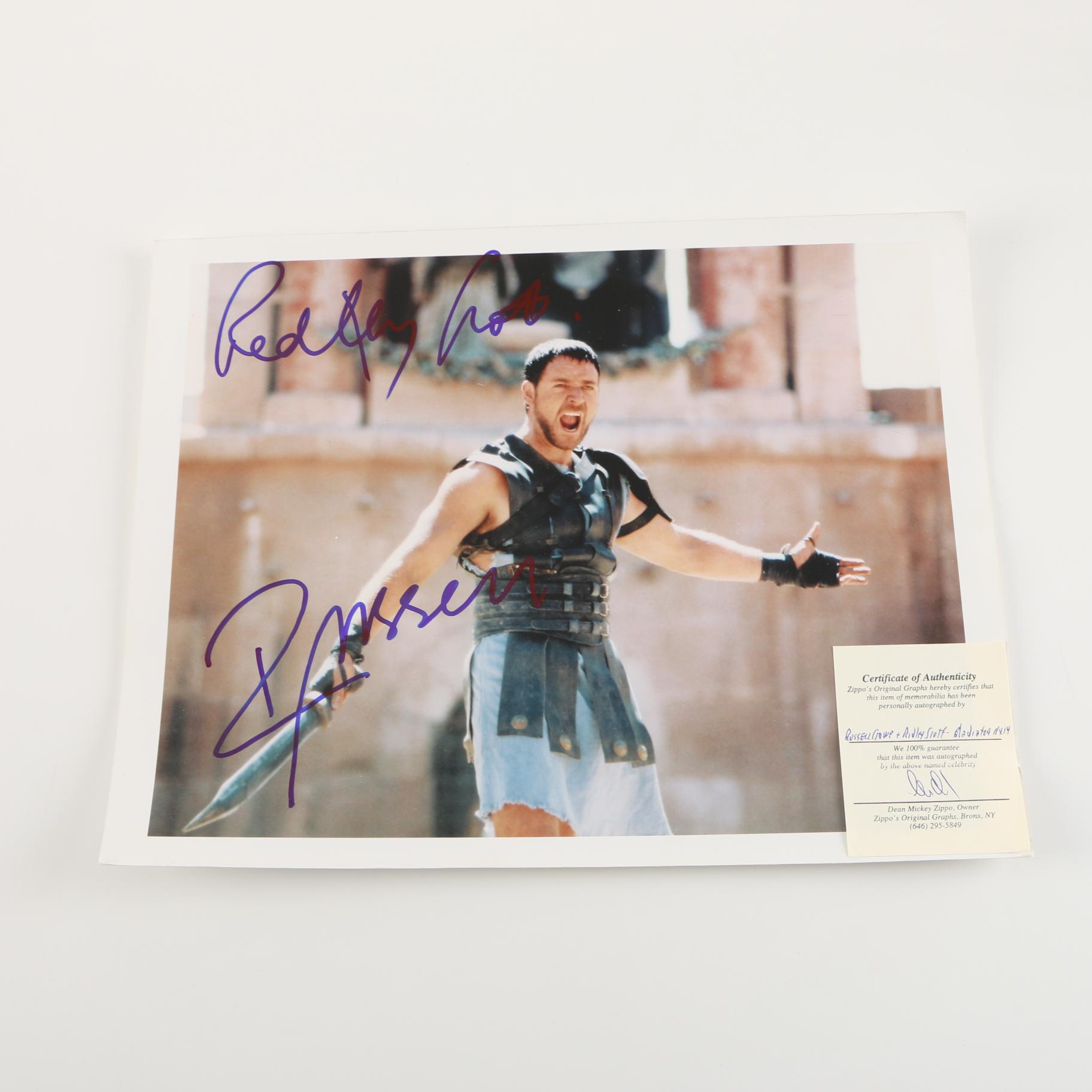 Russell Crowe and Ridley Scott Autographed "Gladiator" Photo