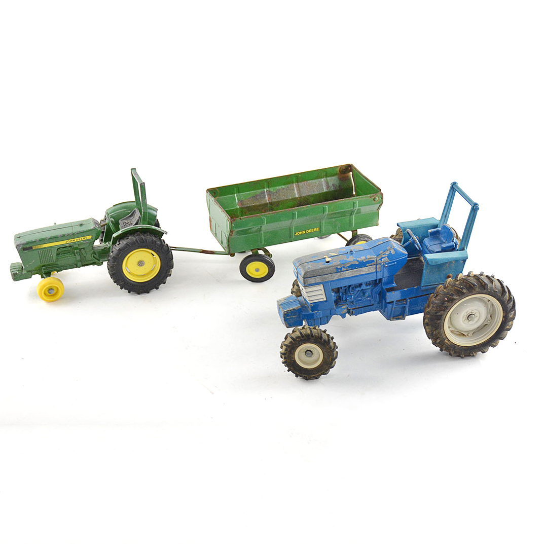Vintage Ertl Die-Cast John Deere and Ford Tractors