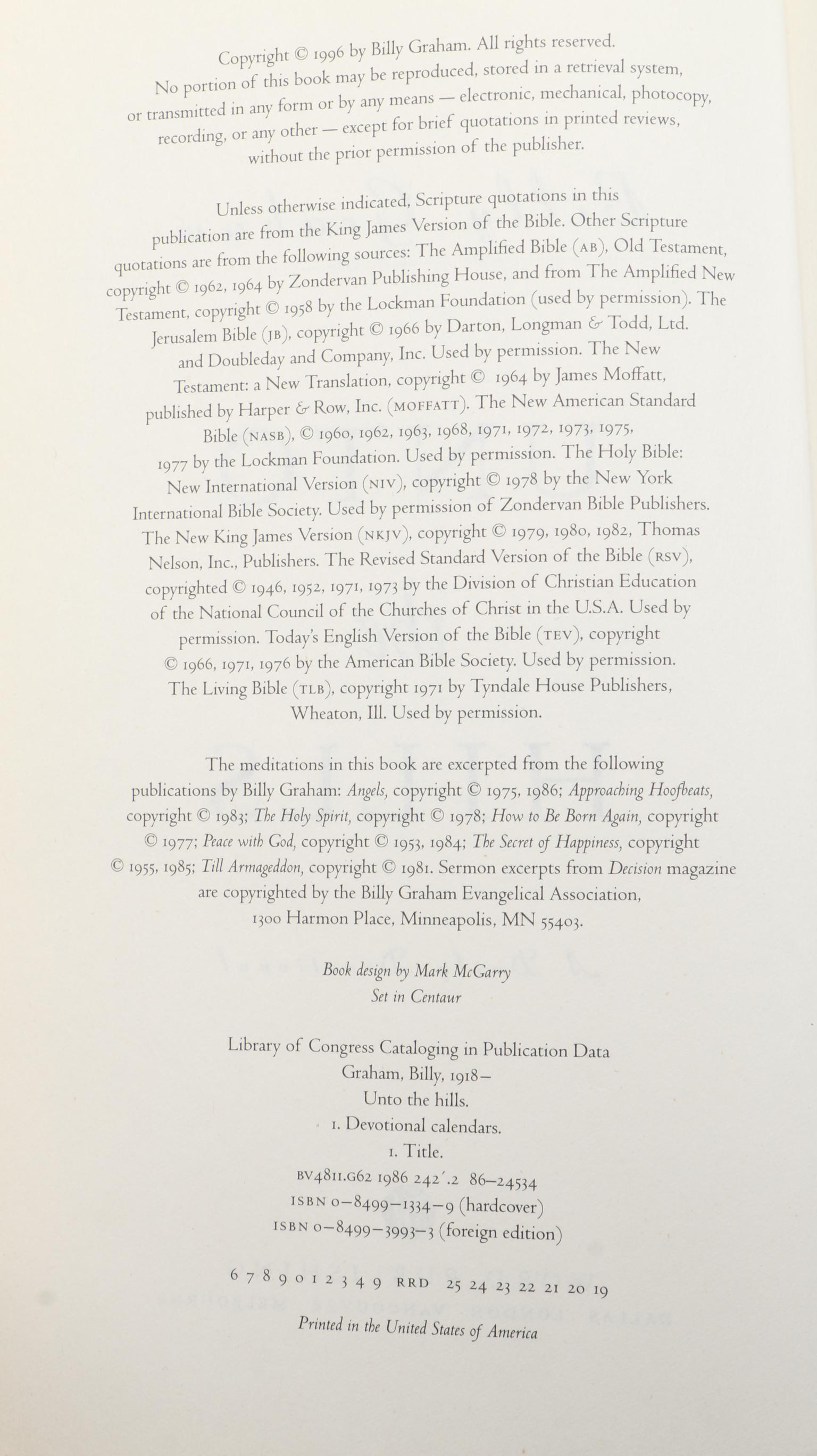 Signed Billy Graham Books