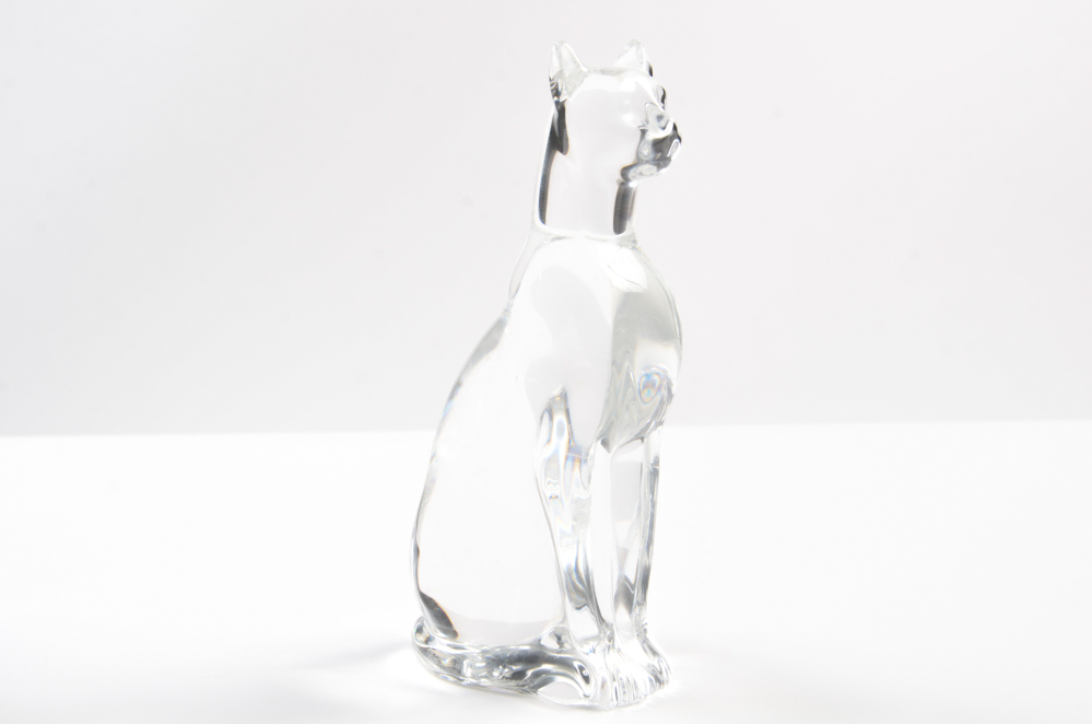 Pair of Baccarat Crystal Cat Figurines