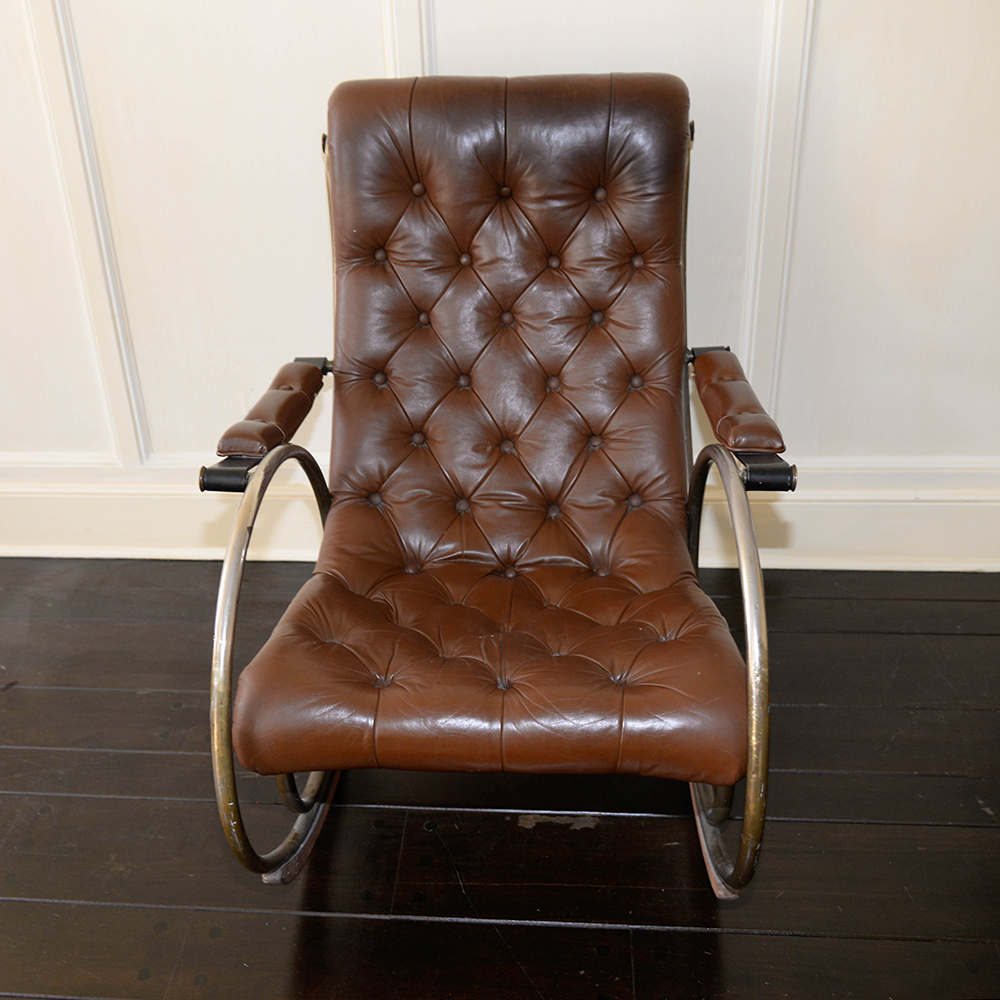 Brown Leather Rocking Chair