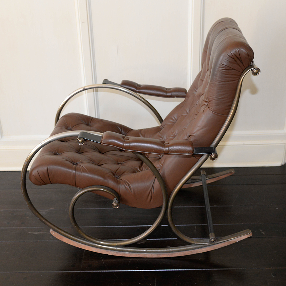 Brown Leather Rocking Chair