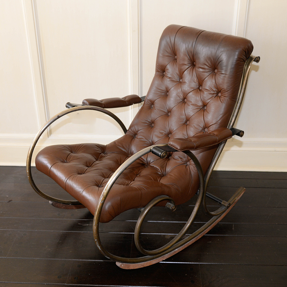 Brown Leather Rocking Chair