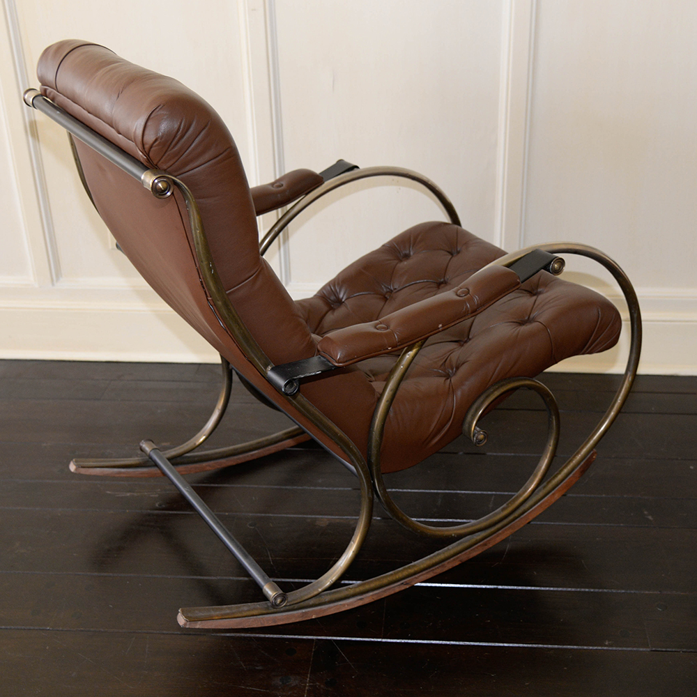 Brown Leather Rocking Chair