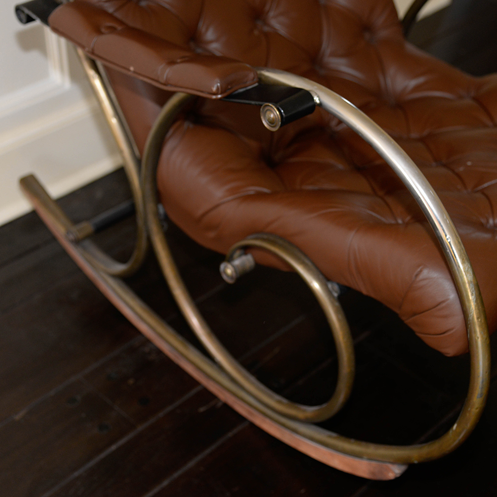 Brown Leather Rocking Chair