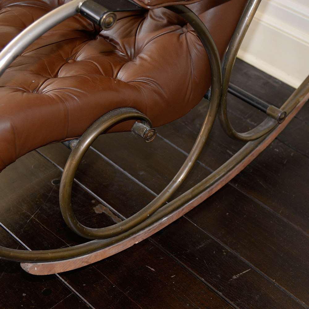 Brown Leather Rocking Chair