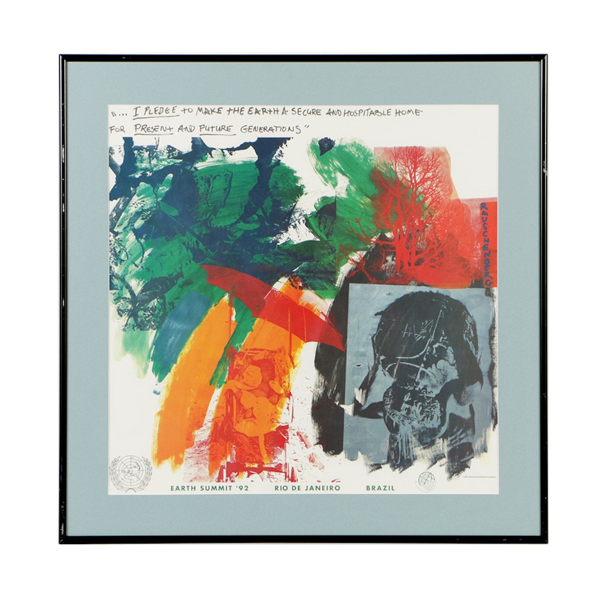 Rauschenberg Limited Edition Offset Lithograph 1992 Earth Summit "Last Turn-Your Turn"