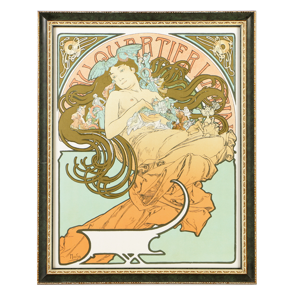 Alphonse Mucha Estate Lithograph on Paper "Au Quartier Latin"