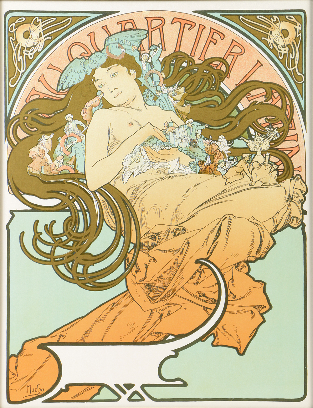 Alphonse Mucha Estate Lithograph on Paper "Au Quartier Latin"