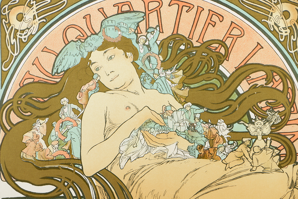 Alphonse Mucha Estate Lithograph on Paper "Au Quartier Latin"
