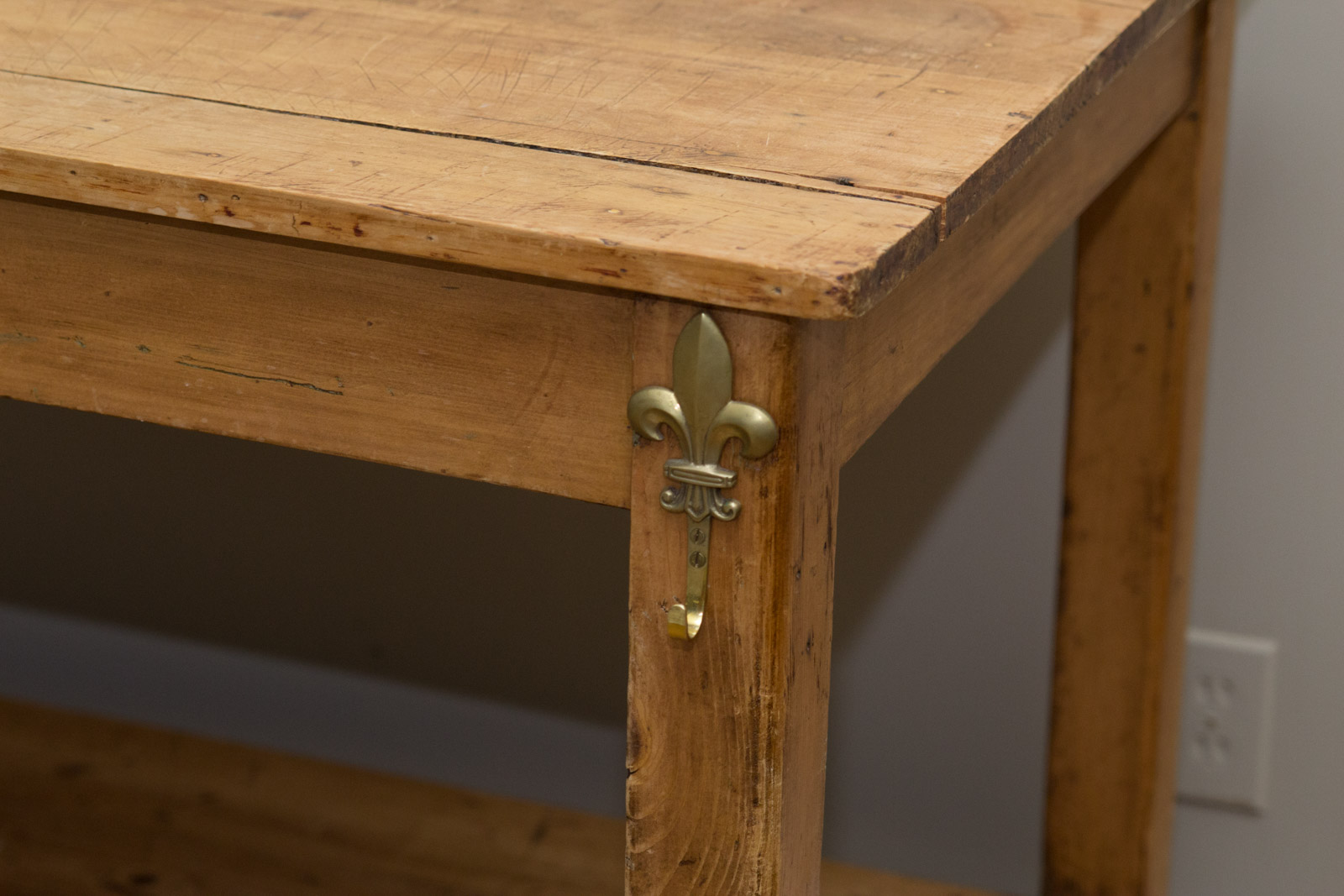 Antique English Pine Baker's Table on Wheels