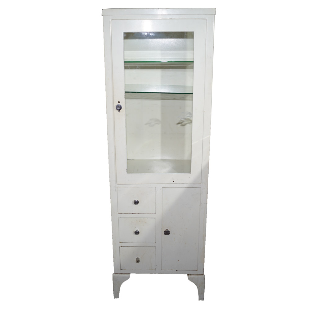 Vintage White Metal Medicine Cabinet