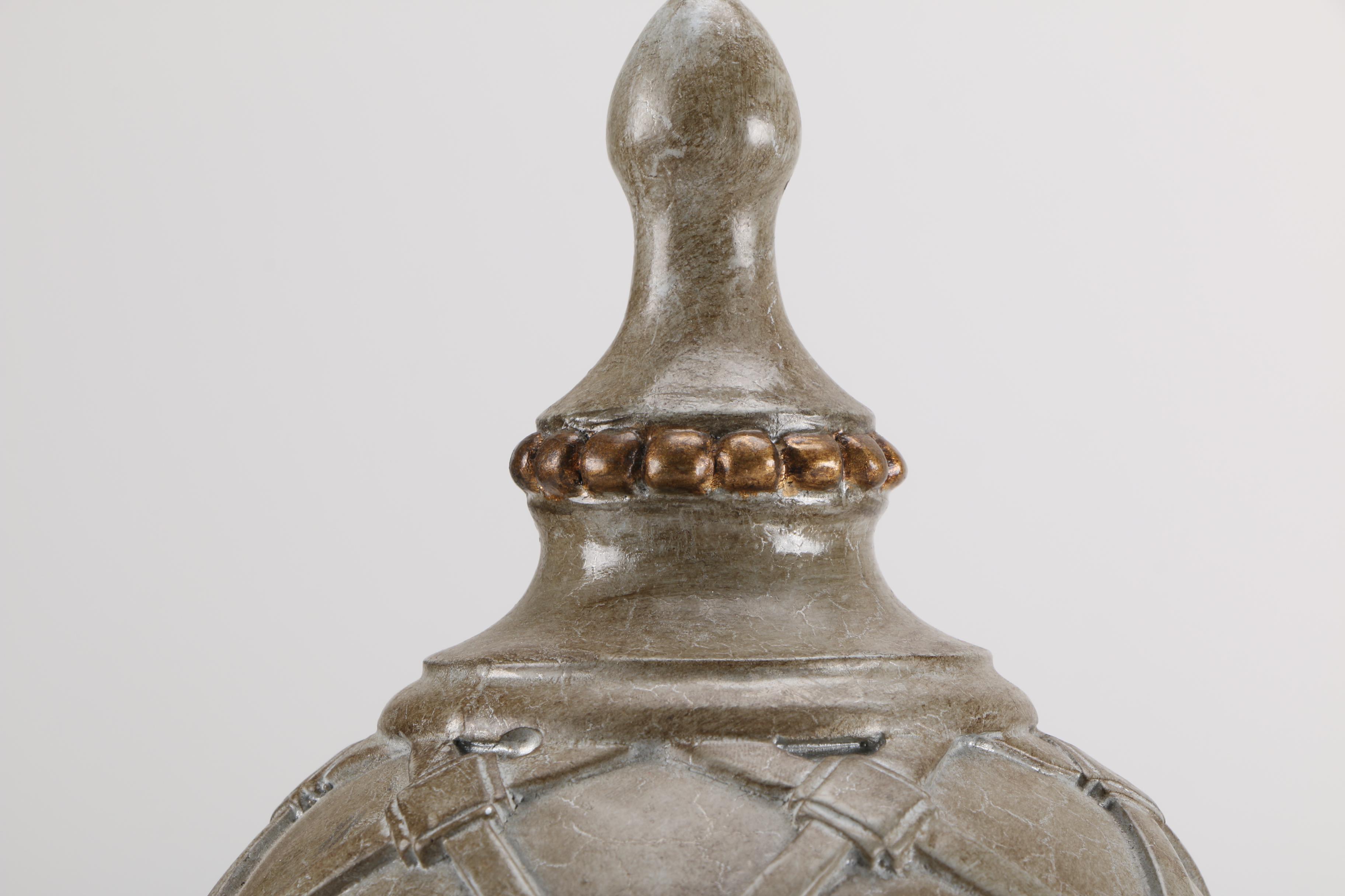 Cast Resin Decor and Wooden Candlestick Holder Set